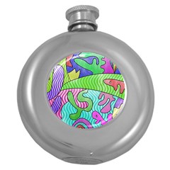 Colorful Stylish Design Round Hip Flask (5 Oz) by gasi