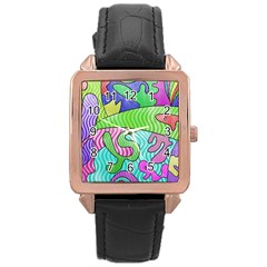 Colorful Stylish Design Rose Gold Leather Watch  by gasi