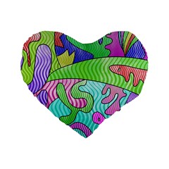 Colorful Stylish Design Standard 16  Premium Flano Heart Shape Cushions by gasi