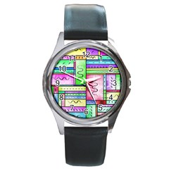 Colorful Pattern Round Metal Watch by gasi