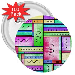 Colorful Pattern 3  Buttons (100 Pack)  by gasi