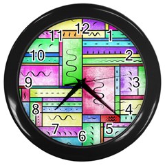 Colorful Pattern Wall Clock (black) by gasi