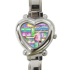 Colorful Pattern Heart Italian Charm Watch by gasi