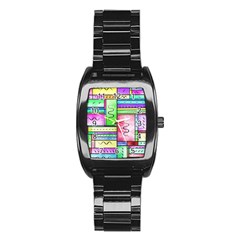 Colorful Pattern Stainless Steel Barrel Watch by gasi