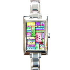 Colorful Pattern Rectangle Italian Charm Watch by gasi