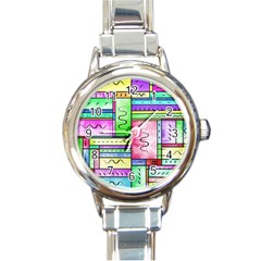 Colorful Pattern Round Italian Charm Watch by gasi