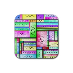 Colorful Pattern Rubber Coaster (square) by gasi