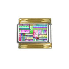 Colorful Pattern Gold Trim Italian Charm (9mm) by gasi