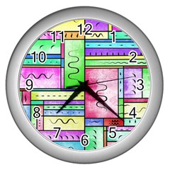 Colorful Pattern Wall Clock (silver) by gasi