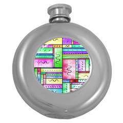 Colorful Pattern Round Hip Flask (5 Oz) by gasi