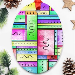 Colorful Pattern Oval Ornament (two Sides) by gasi