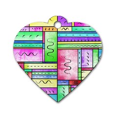 Colorful Pattern Dog Tag Heart (one Side) by gasi