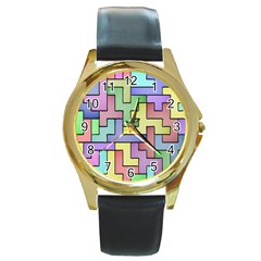 Colorful Stylish Design Round Gold Metal Watch by gasi