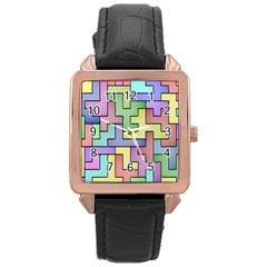 Colorful Stylish Design Rose Gold Leather Watch  by gasi