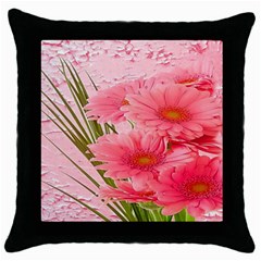 Nature Flowers Throw Pillow Case (black) by Sparkle