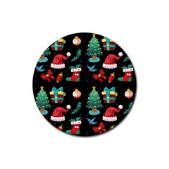 Christmas Pattern Rubber Coaster (round) by designsbymallika