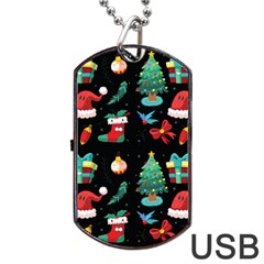 Christmas Pattern Dog Tag Usb Flash (two Sides) by designsbymallika