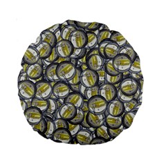 Gong Instrument Motif Pattern Standard 15  Premium Round Cushions by dflcprintsclothing