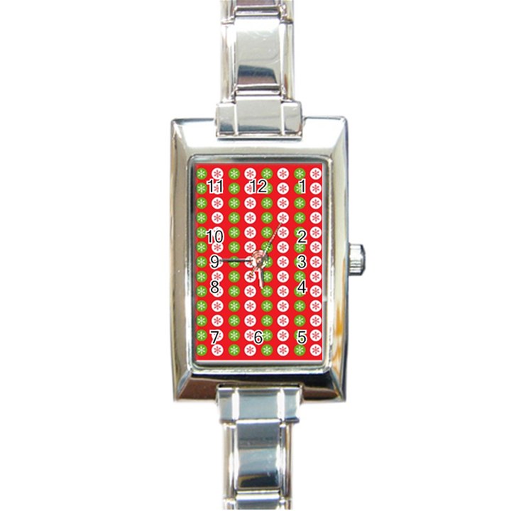 Festive Pattern Christmas Holiday Rectangle Italian Charm Watch