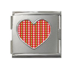 Festive Pattern Christmas Holiday Mega Link Heart Italian Charm (18mm) by Ravend