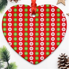 Festive Pattern Christmas Holiday Heart Ornament (two Sides) by Ravend