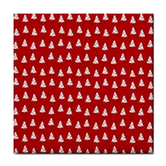 White Christmas Tree Red Tile Coaster