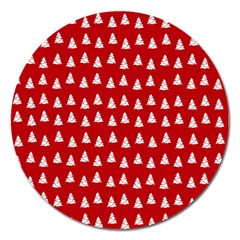 White Christmas Tree Red Magnet 5  (round) by TetiBright