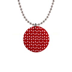 White Christmas Tree Red 1  Button Necklace