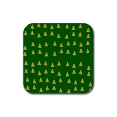 Green Christmas Trees Green Rubber Coaster (square) by TetiBright