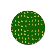 Green Christmas Trees Green Magnet 3  (round)