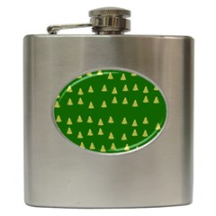 Green Christmas Trees Green Hip Flask (6 Oz) by TetiBright