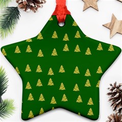 Green Christmas Trees Green Star Ornament (two Sides) by TetiBright