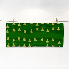 Green Christmas Trees Green Hand Towel by TetiBright