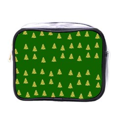 Green Christmas Trees Green Mini Toiletries Bag (one Side) by TetiBright