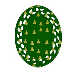 Green Christmas Trees Green Ornament (oval Filigree)