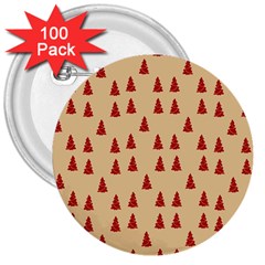 Red Christmas Tree Brown 3  Buttons (100 Pack)  by TetiBright