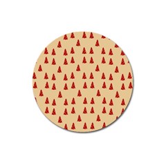 Red Christmas Tree Brown Magnet 3  (round) by TetiBright