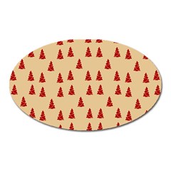 Red Christmas Tree Brown Oval Magnet by TetiBright