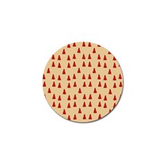 Red Christmas Tree Brown Golf Ball Marker by TetiBright