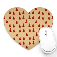 Red Christmas Tree Brown Heart Mousepad by TetiBright