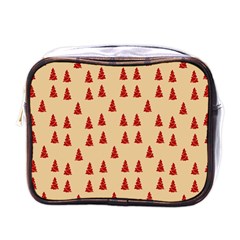 Red Christmas Tree Brown Mini Toiletries Bag (one Side) by TetiBright