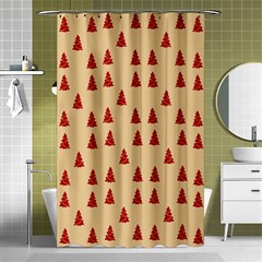 Red Christmas Tree Brown Shower Curtain 48  X 72  (small)  by TetiBright