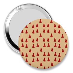 Red Christmas Tree Brown 3  Handbag Mirrors by TetiBright