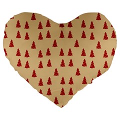 Red Christmas Tree Brown Large 19  Premium Heart Shape Cushions