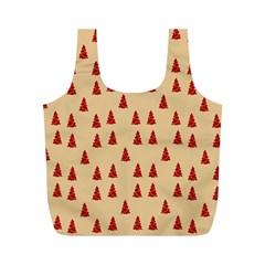 Red Christmas Tree Brown Full Print Recycle Bag (m) by TetiBright