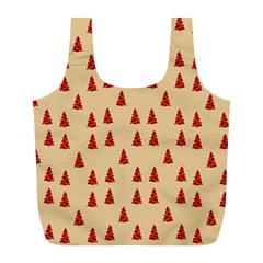 Red Christmas Tree Brown Full Print Recycle Bag (l)