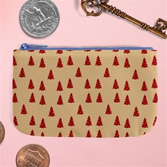 Red Christmas Tree Brown Large Coin Purse by TetiBright