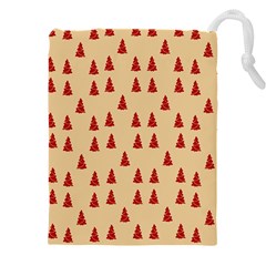 Red Christmas Tree Brown Drawstring Pouch (4xl) by TetiBright