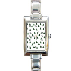 Green Christmas Trees White Rectangle Italian Charm Watch