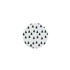 Green Christmas Trees White 1  Mini Buttons